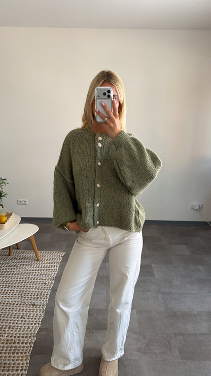 VINTAGE KNIT CARDIGAN SAGE GREEN