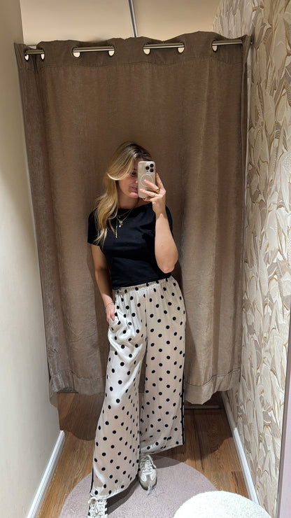 POLKA DOTS SATINHOSE GREIGE