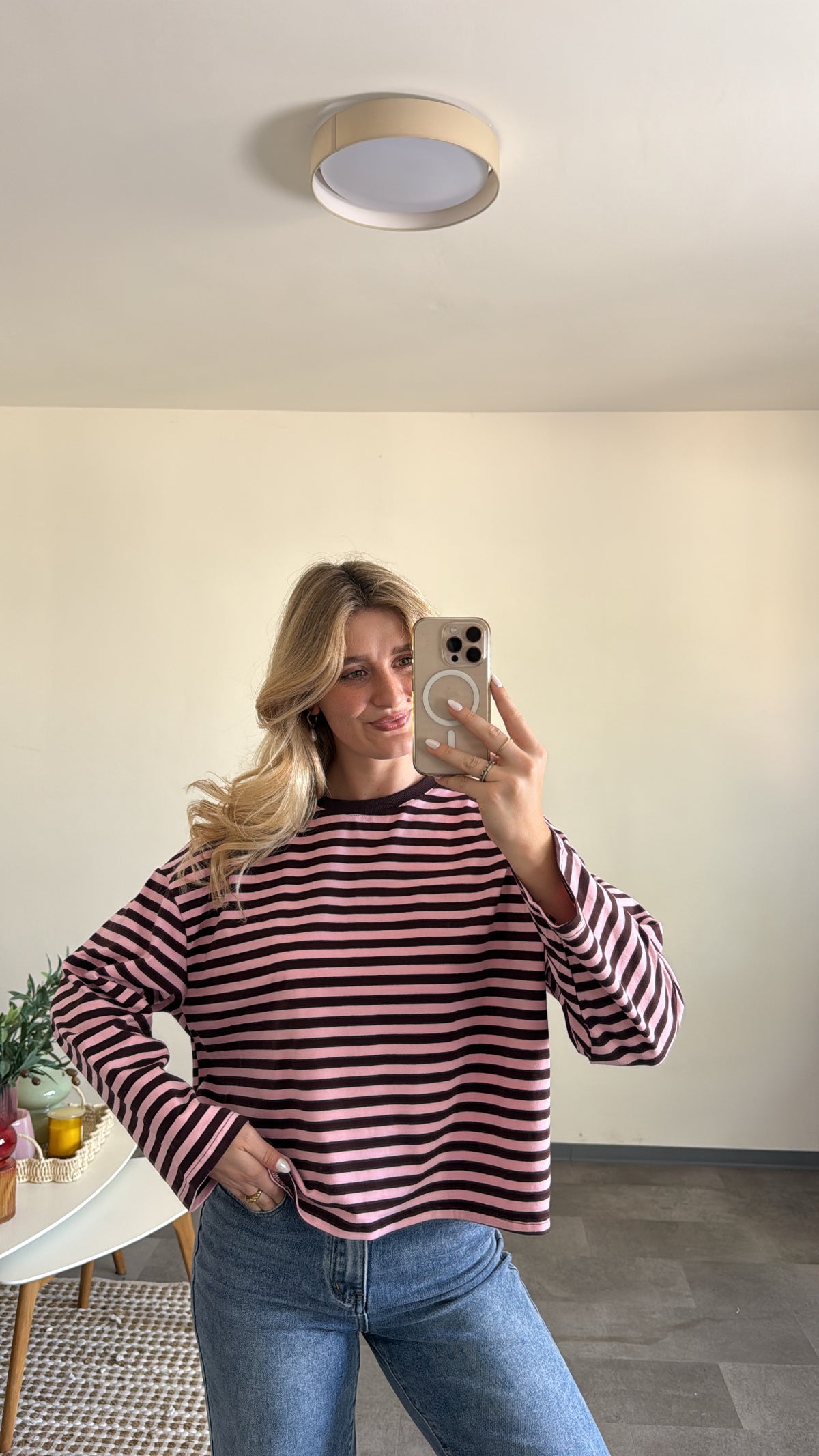 STRIPED LONGSLEEVE BROWN PINK