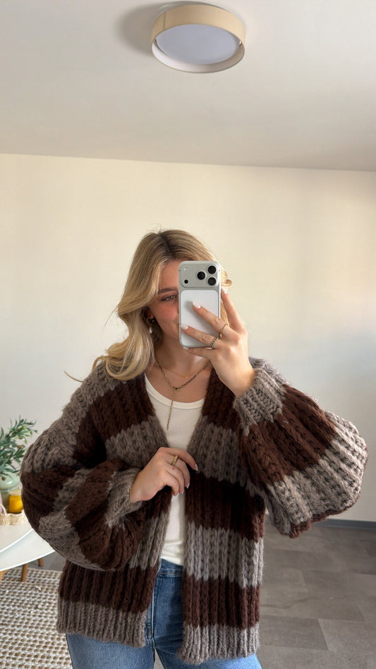 CHUNKY CARDIGAN MOCCA BROWN
