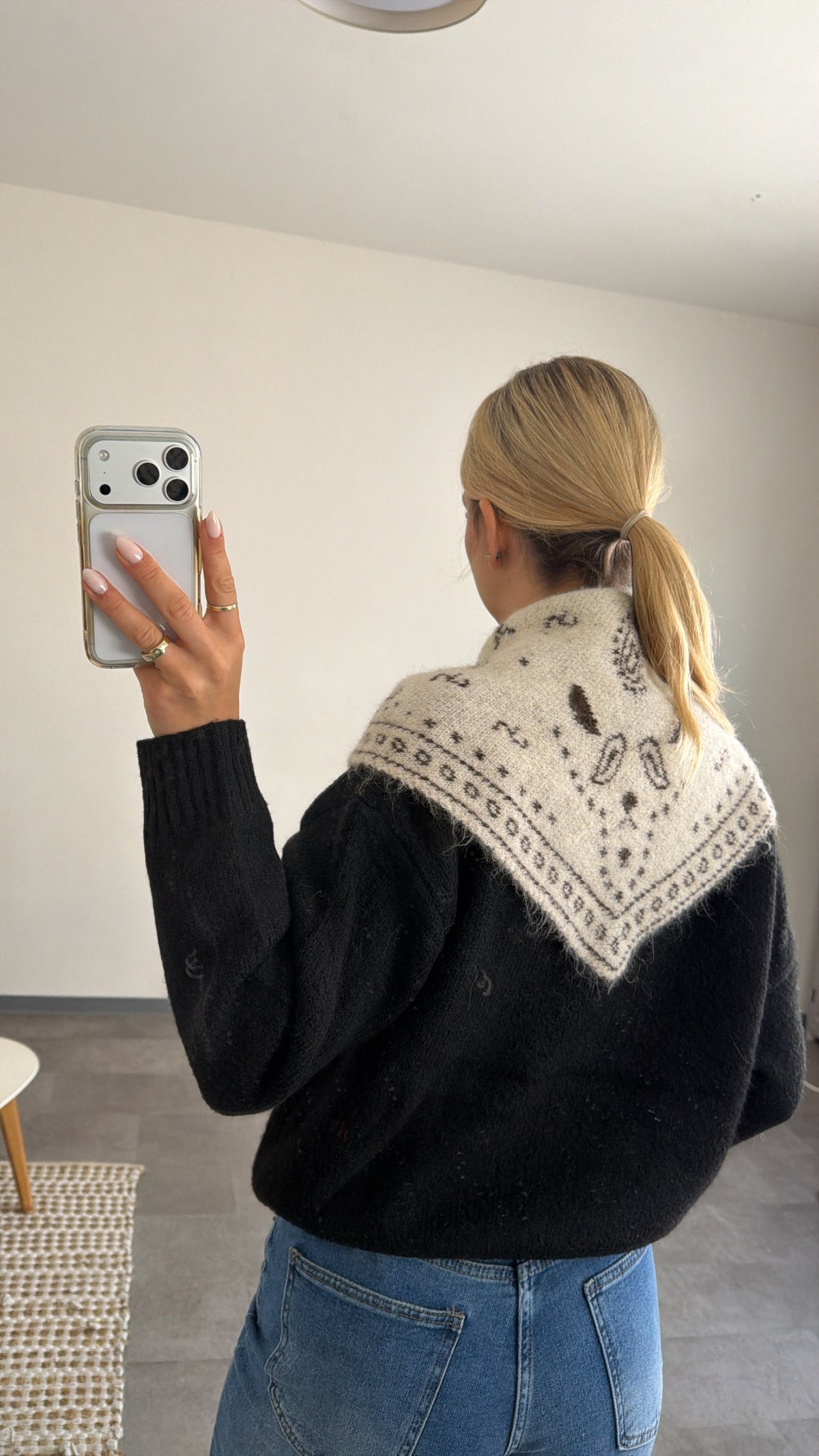 PAISLEY KNIT SCARF CREAM