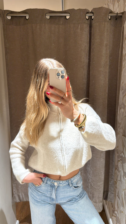 ZIP CARDIGAN BEIGE