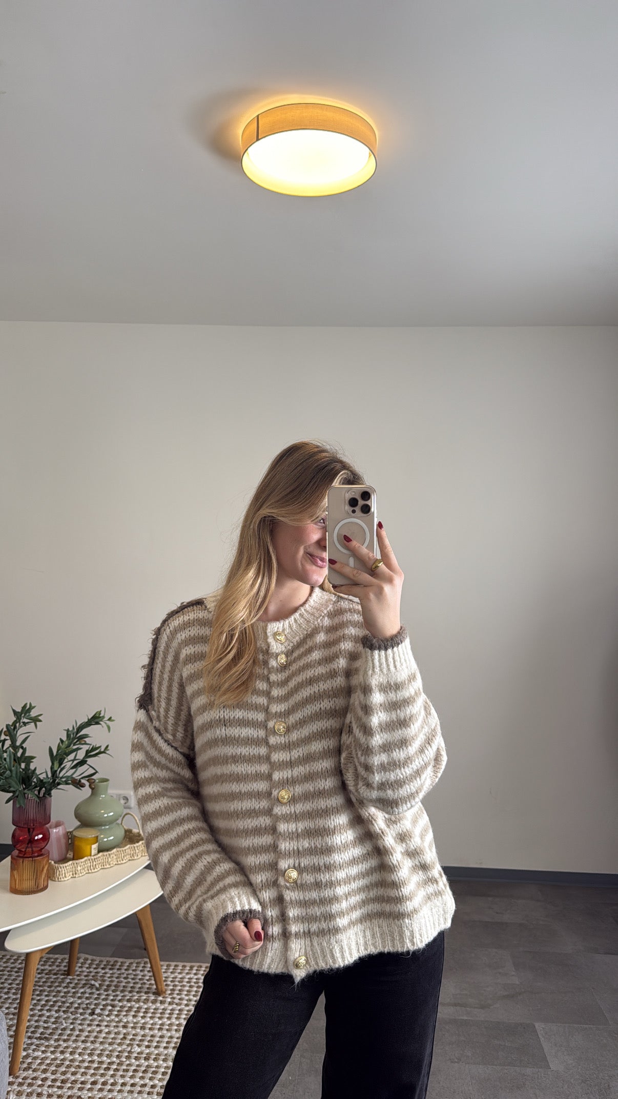 CHUNKY STRIPED CARDIGAN VANILLA