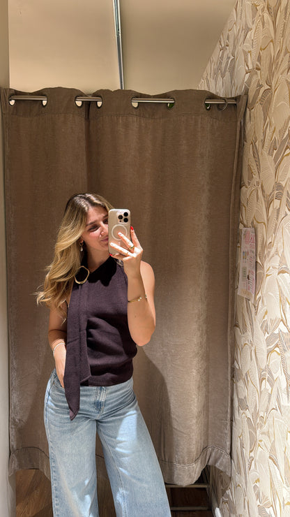 ELEGANCE KNIT TOP BROWN