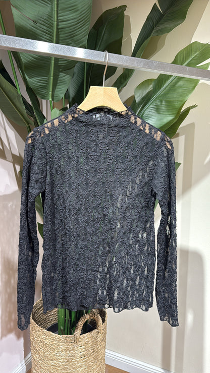 SPITZENLONGSLEEVE SCHWARZ