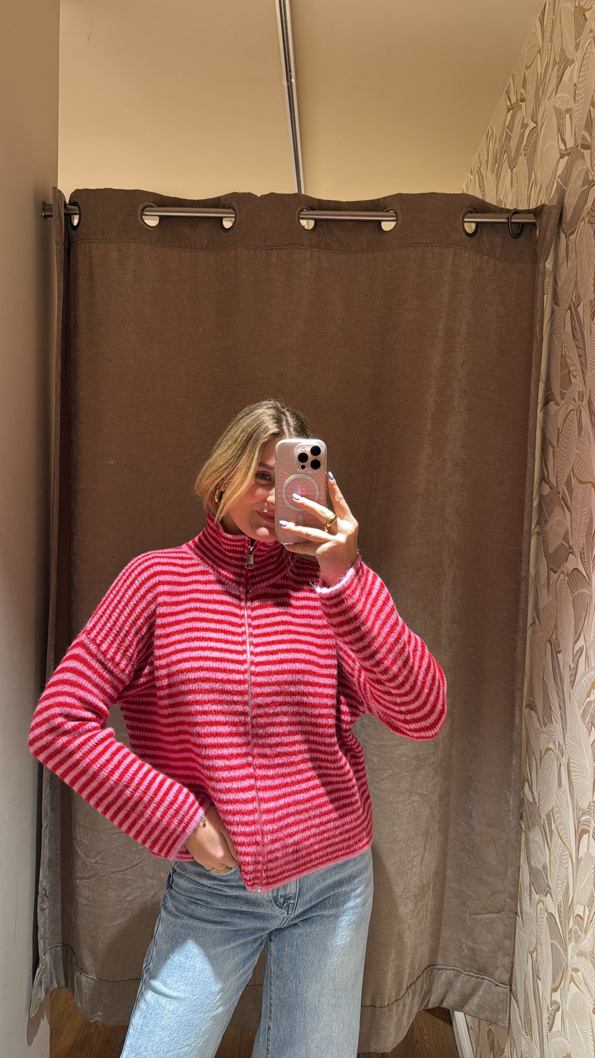 ZIP CARDIGAN ROSA ROT