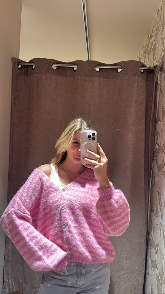 STRIPED CARDIGAN ROSA PINK