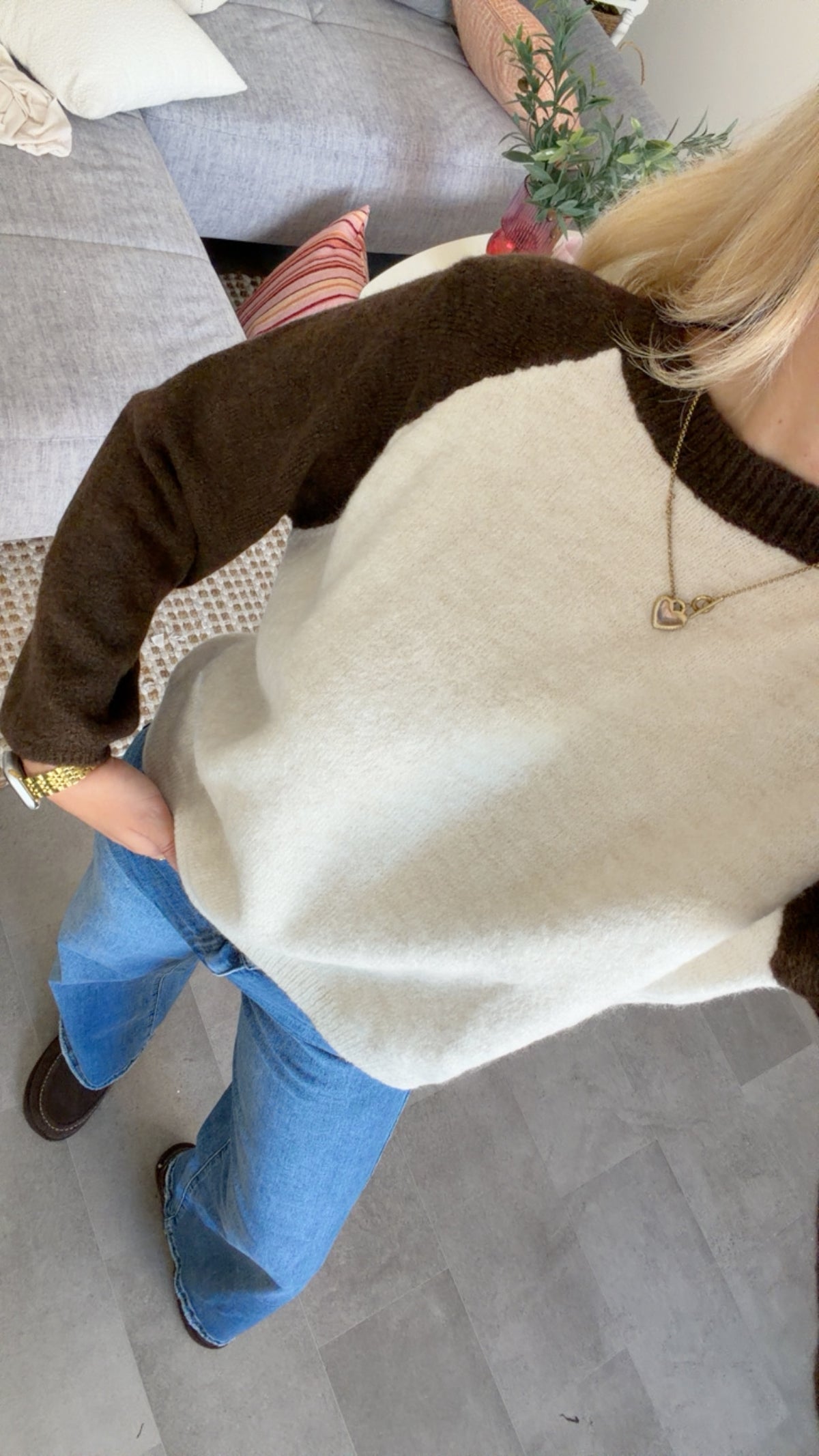 RAGLAN SLEEVE SWEATER CHOCLATE