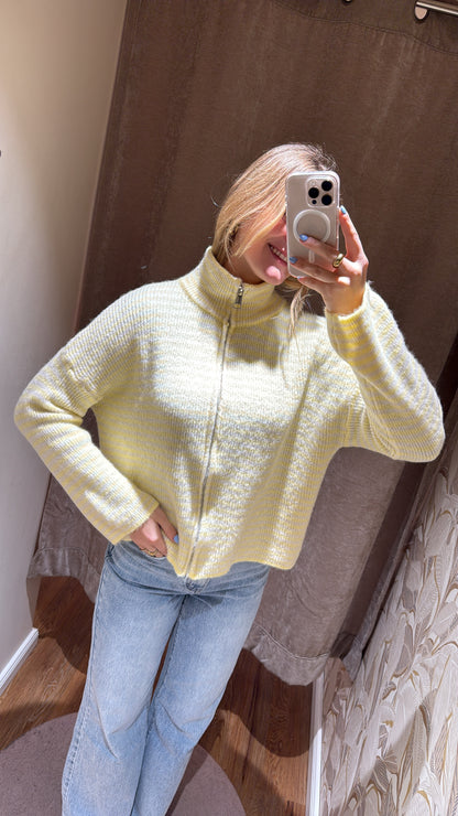 ZIP CARDIGAN BUTTERGELB BEIGE