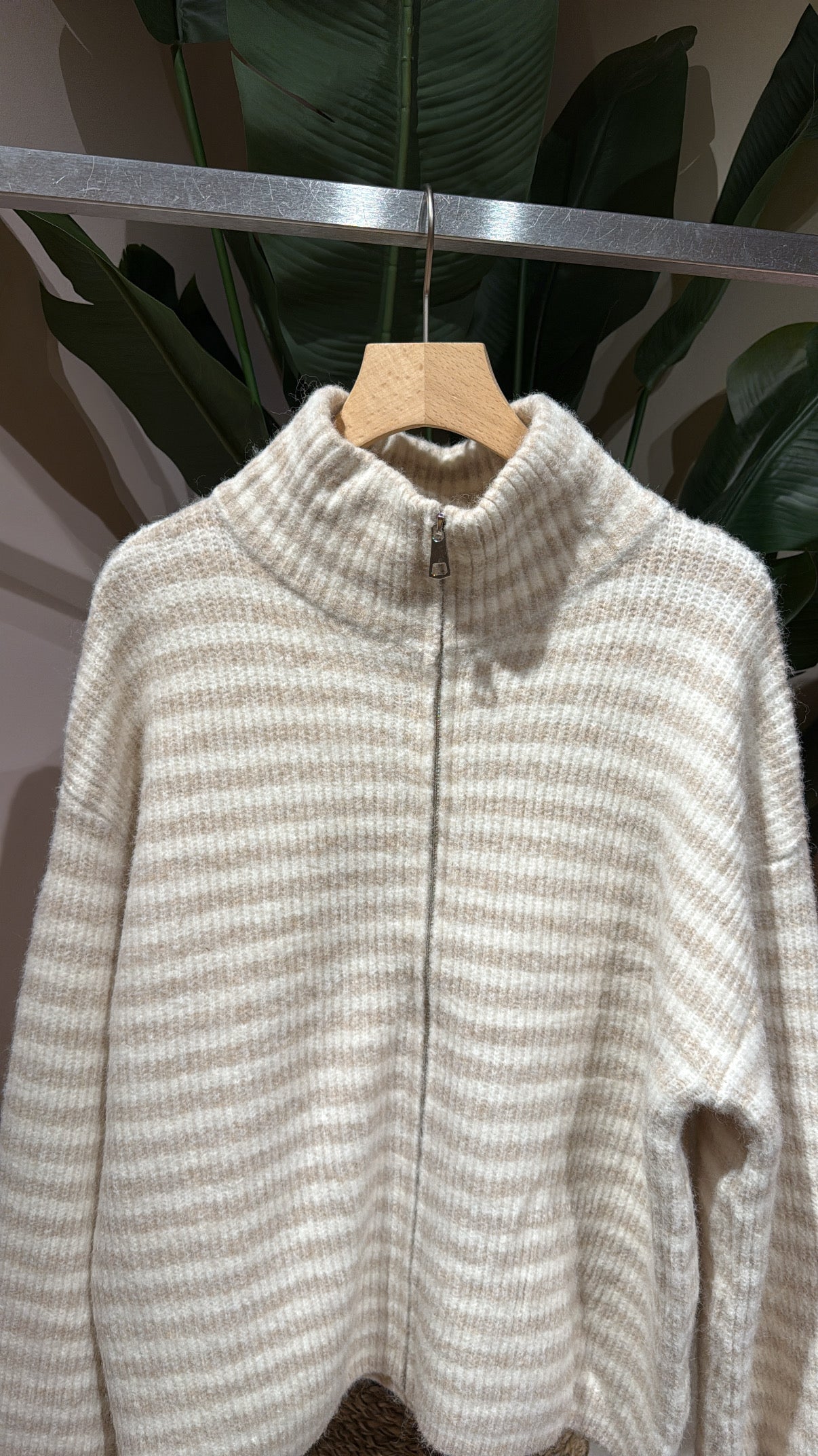 ZIP CARDIGAN BEIGE