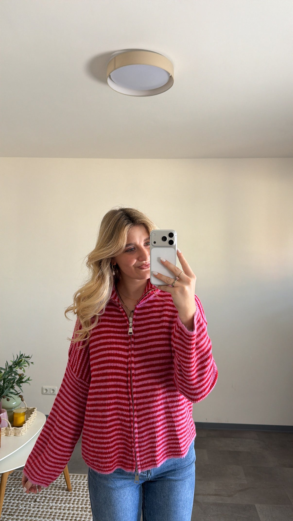 ZIP CARDIGAN BERRY