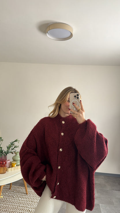 OVERSIZED CARDIGAN BORDEAUX