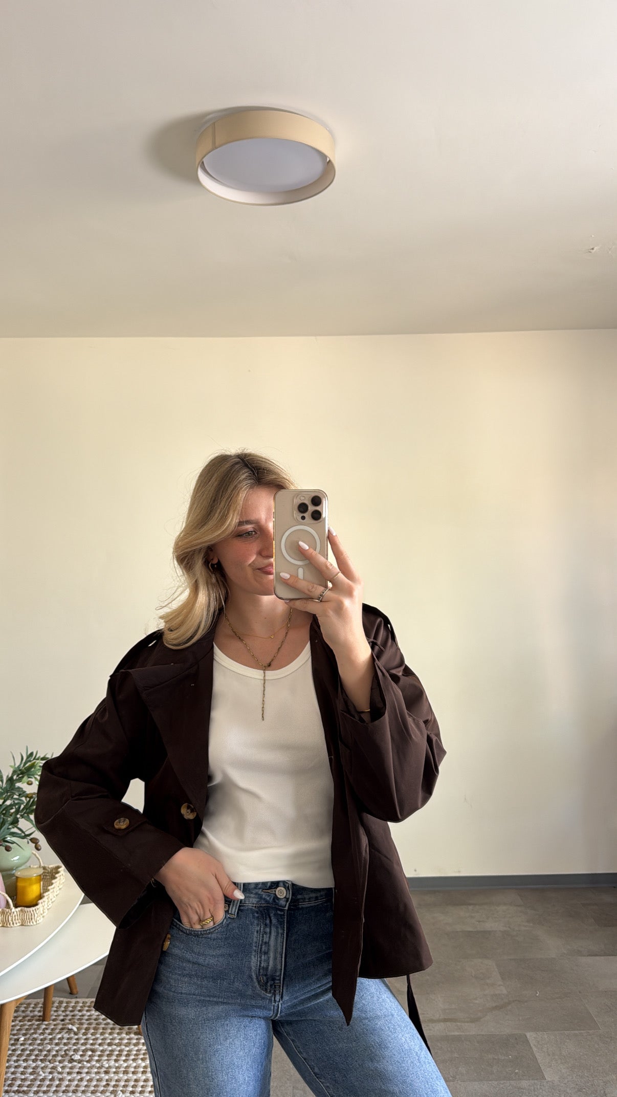 CROP TRENCHCOAT CHOCLATE