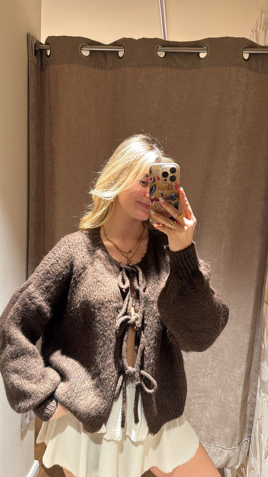 Schleifen Cardigan schoko