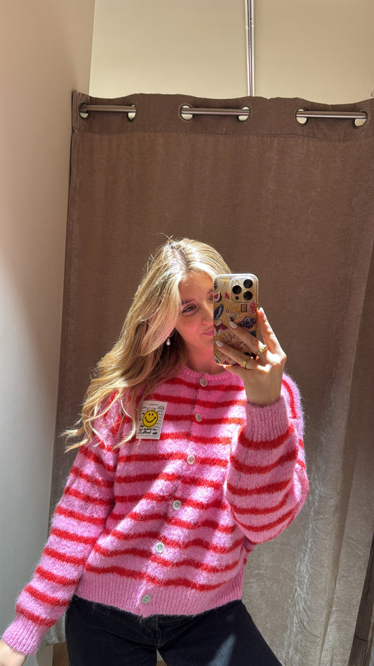 Striped Cardigan Smiley rot