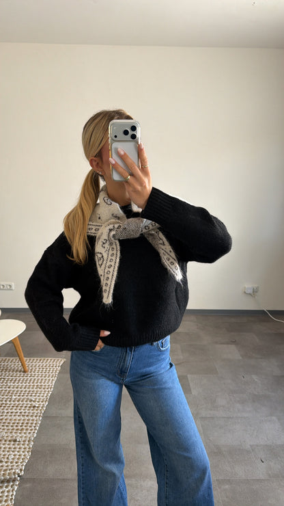 PAISLEY KNIT SCARF CREAM