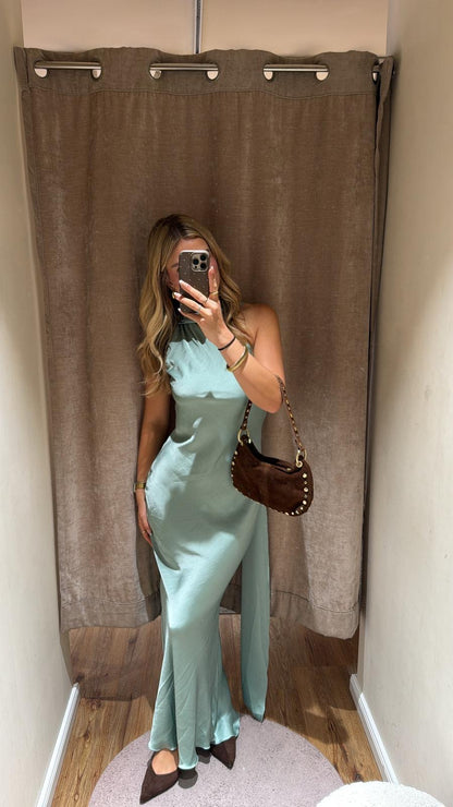 ASYMMETRISCHES KLEID MIT SCHAL DETAIL MINT