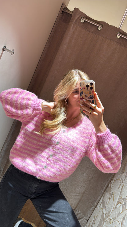 Streifen Cardigan rosa pink