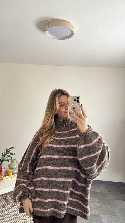 OVERSIZED STRIPED PULLOVER ROSA