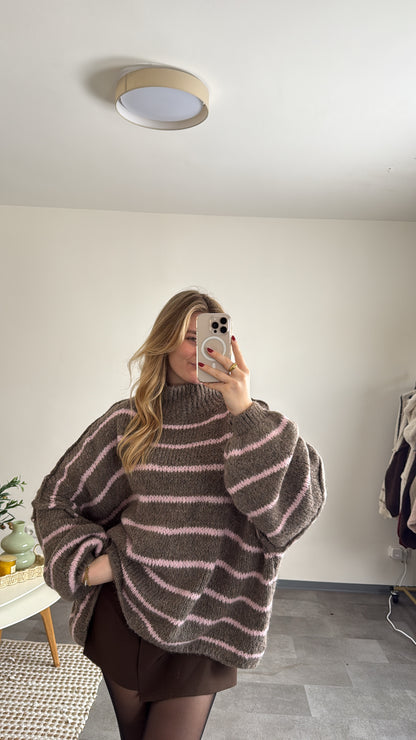 OVERSIZED STRIPED PULLOVER ROSA