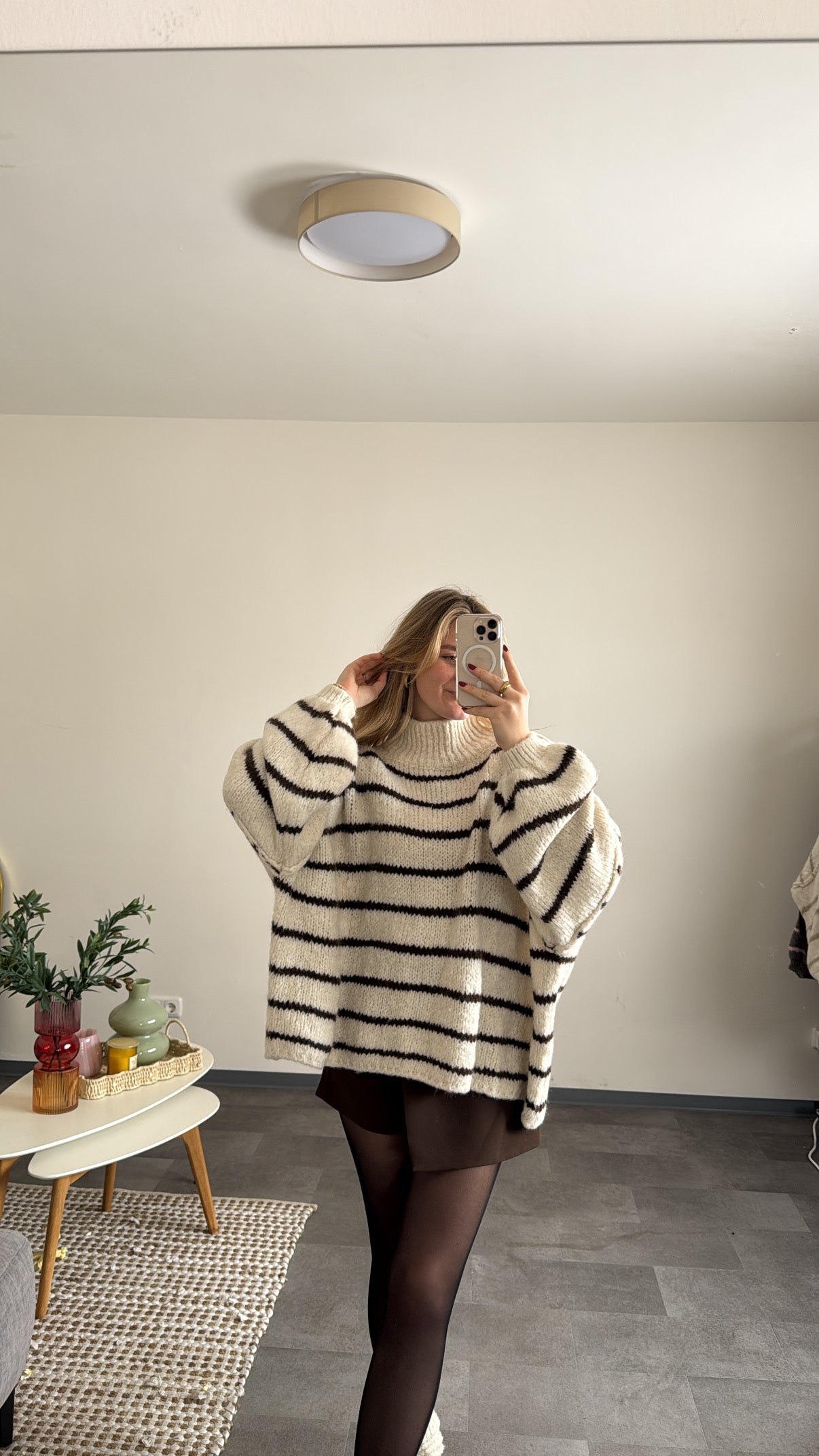 OVERSIZED STRIPED PULLOVER CHOCOLATE