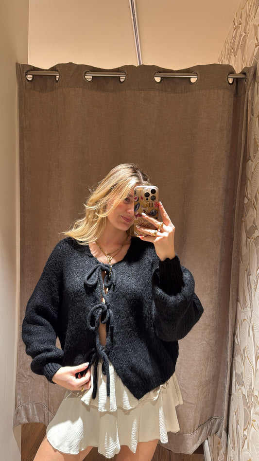 Schleifen Cardigan schwarz