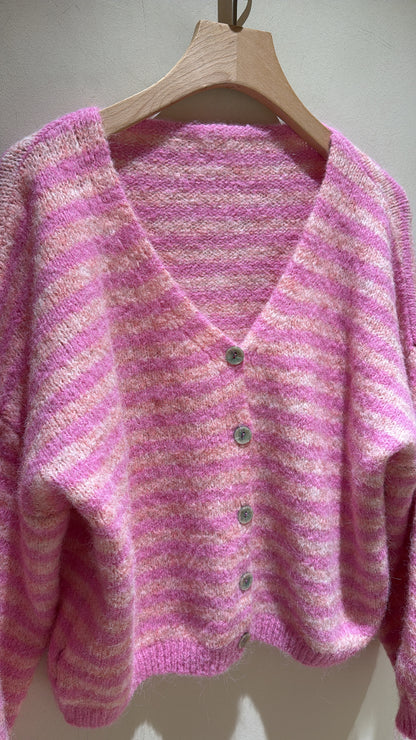 Streifen Cardigan rosa pink