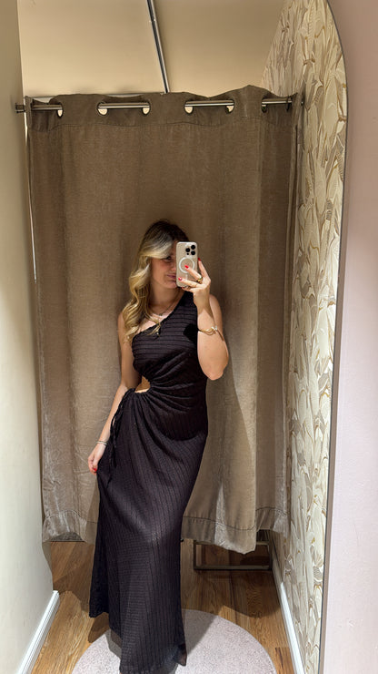 ONE SHOULDER CUT-OUT MAXIKLEID SCHWARZ