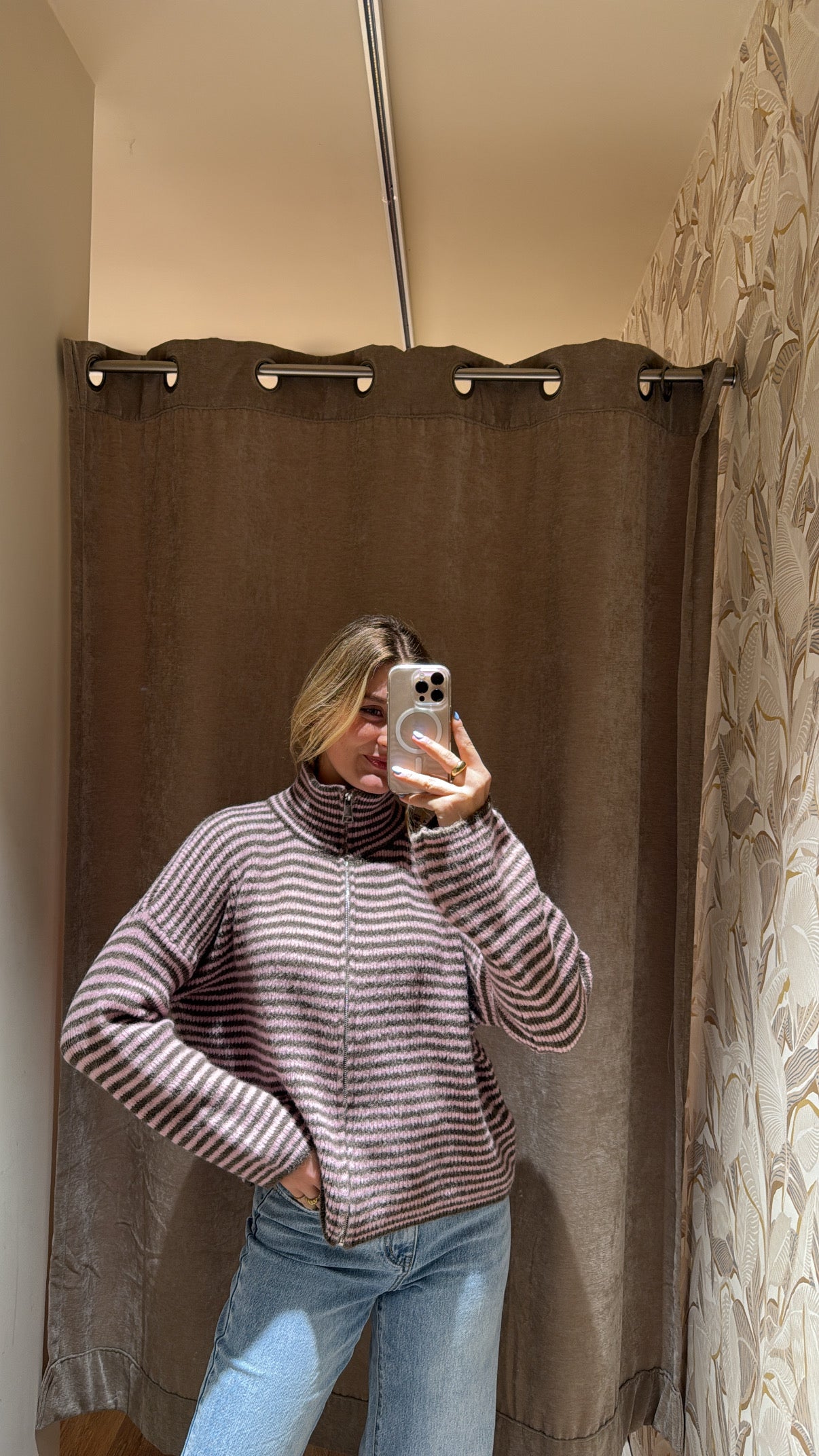 ZIP CARDIGAN GREIGE ROSA