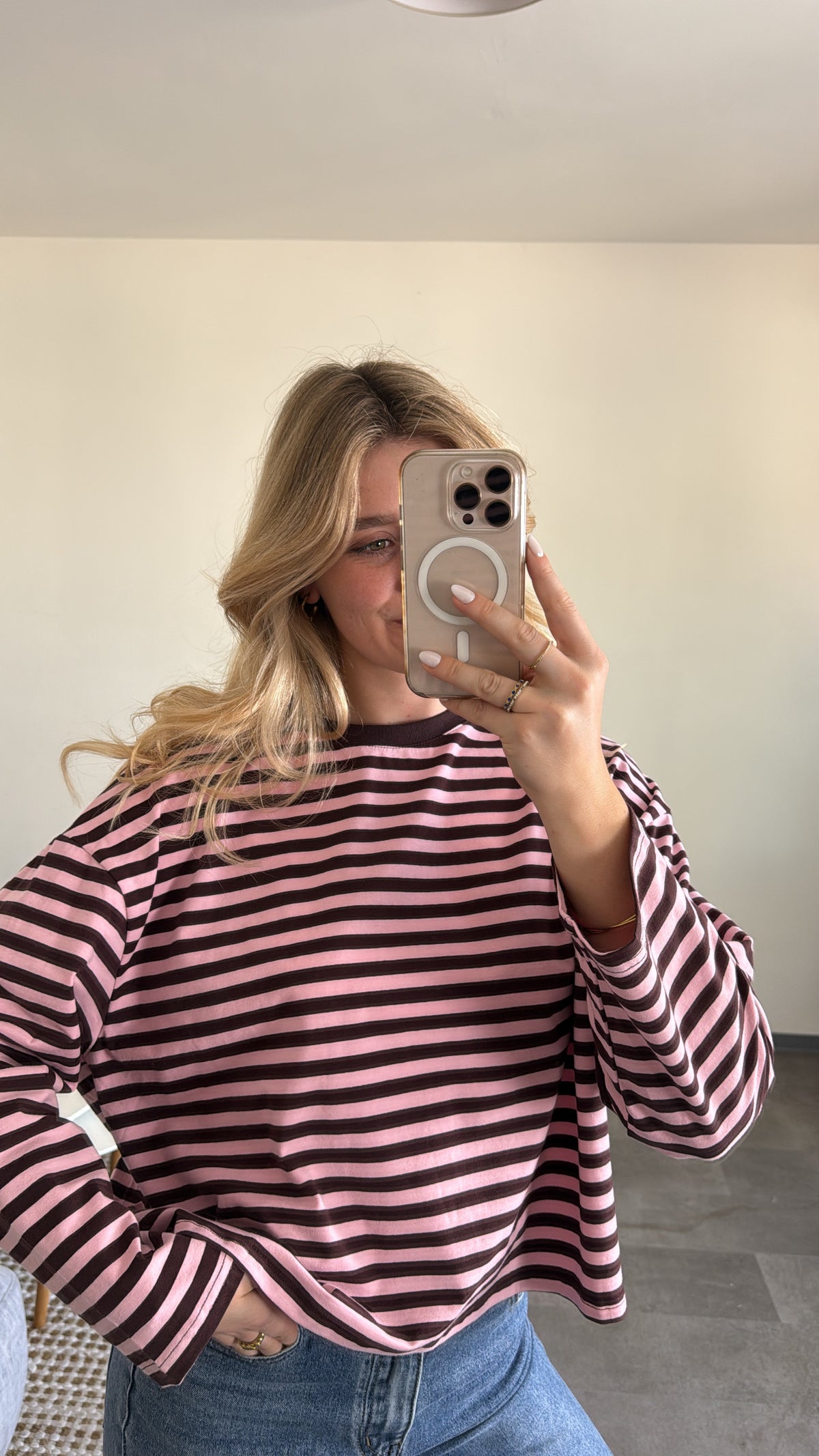 STRIPED LONGSLEEVE BROWN PINK