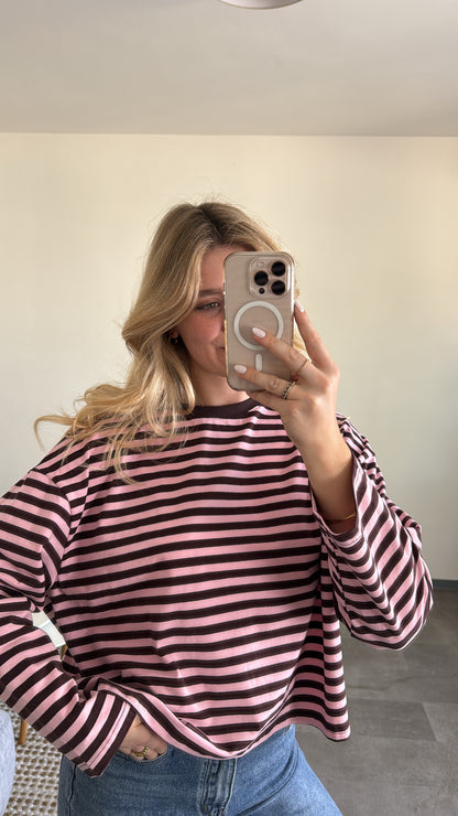 STRIPED LONGSLEEVE BROWN PINK