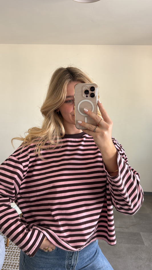 STRIPED LONGSLEEVE BROWN PINK