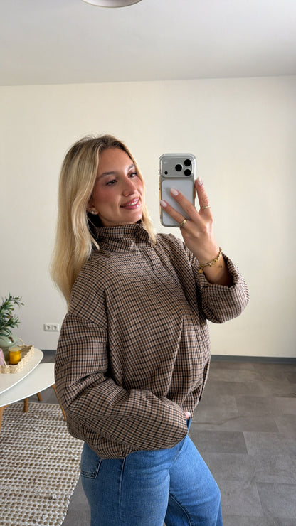 CHECK OVERSIZED PUFFER BOMBER JACKET