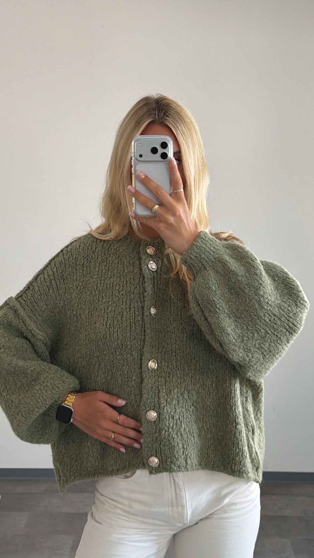 VINTAGE KNIT CARDIGAN SAGE GREEN