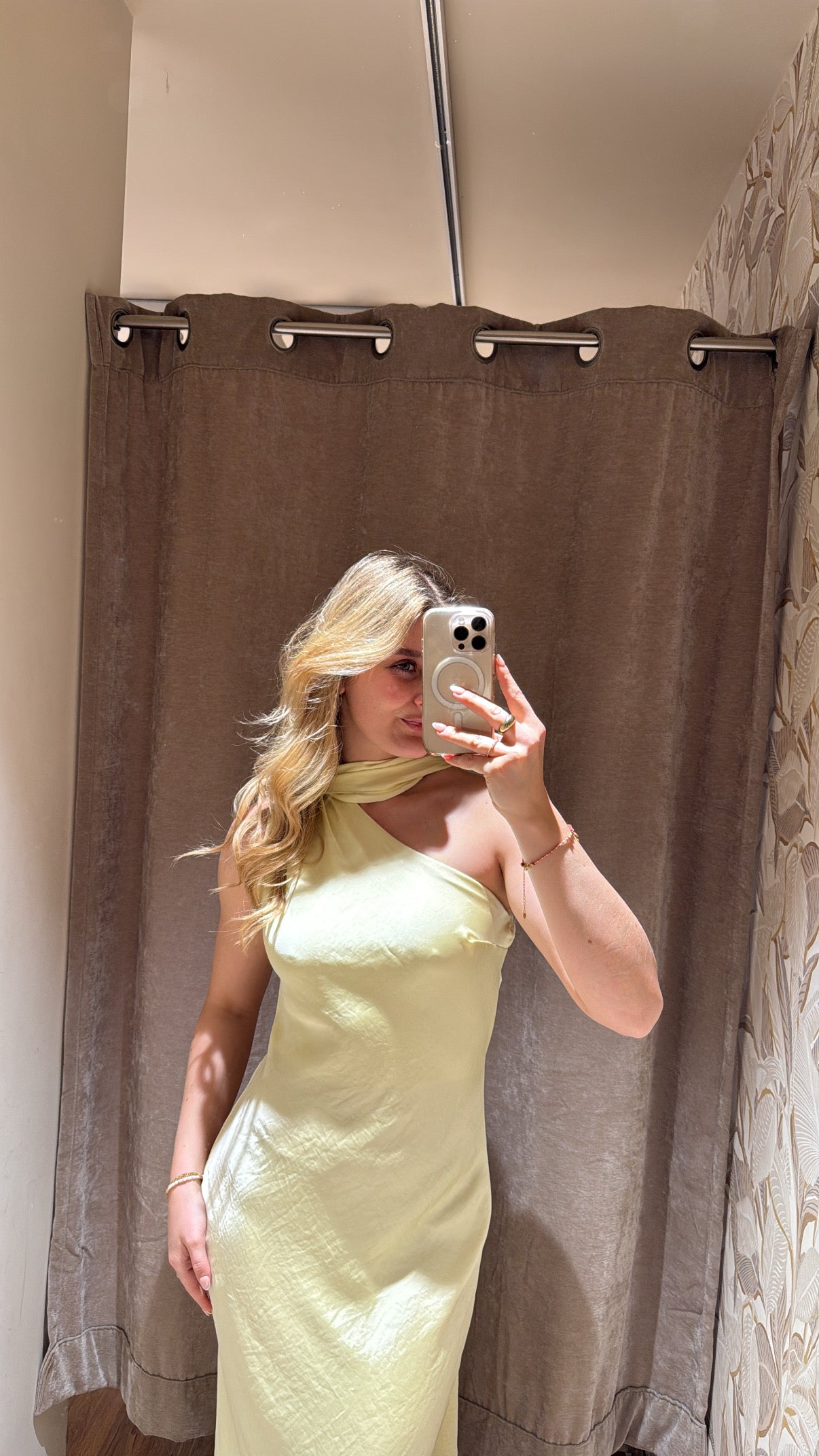 ASYMMETRISCHES KLEID MIT SCHAL DETAIL BUTTERYELLOW