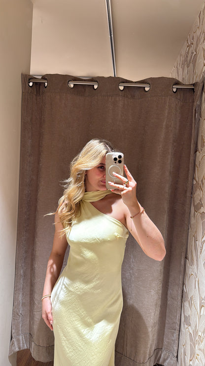 ASYMMETRISCHES KLEID MIT SCHAL DETAIL BUTTERYELLOW
