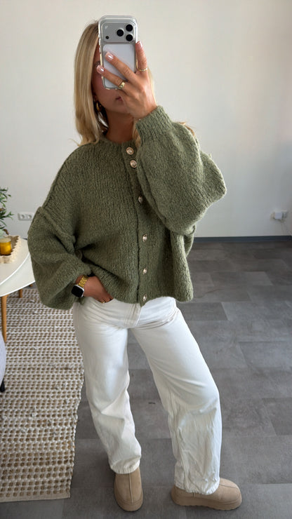 VINTAGE KNIT CARDIGAN SAGE GREEN