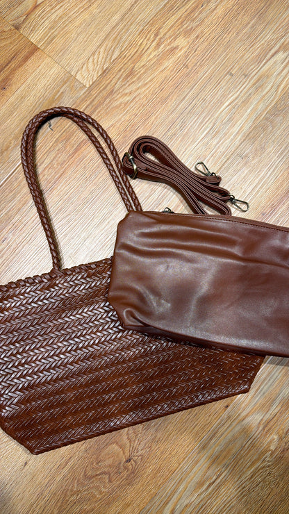 BRAIDED STRAIGT BAG BROWN