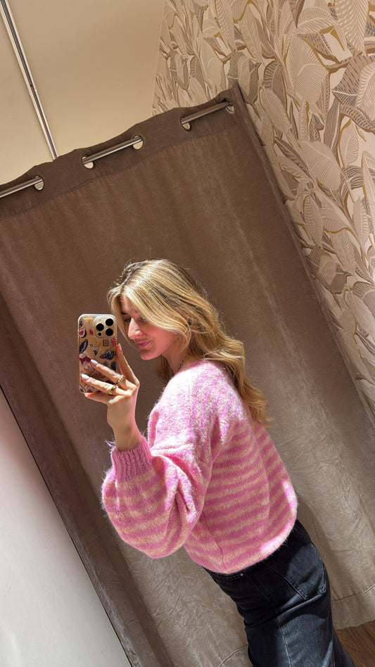Streifen Cardigan rosa pink