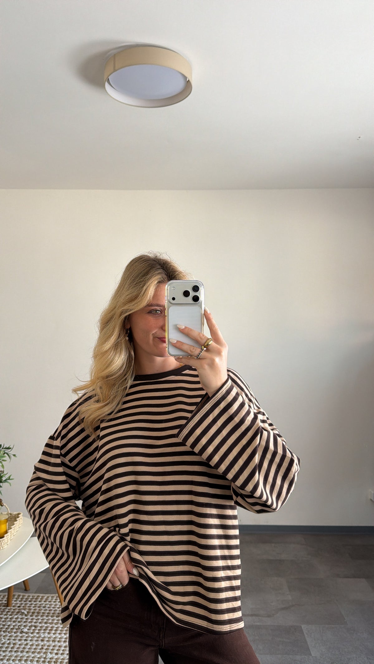 STRIPED SWEATER BRAUN BEIGE