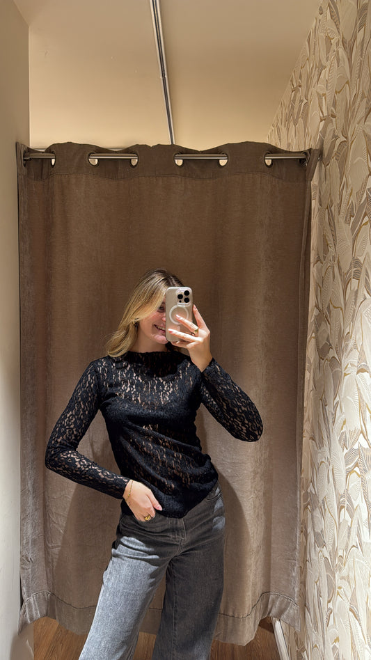 SPITZENLONSLEEVE SCHWARZ