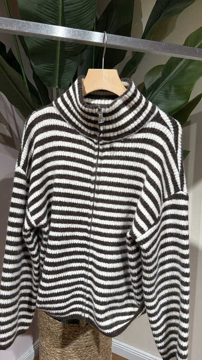 ZIP CARDIGAN SCHOKO BEIGE