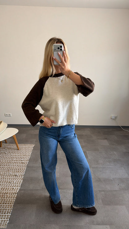 RAGLAN SLEEVE SWEATER CHOCLATE