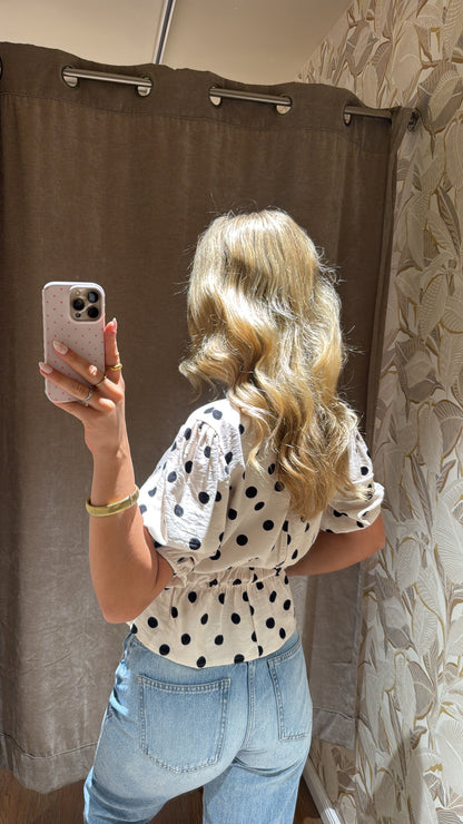 POLKA DOTS BLUSE CREME