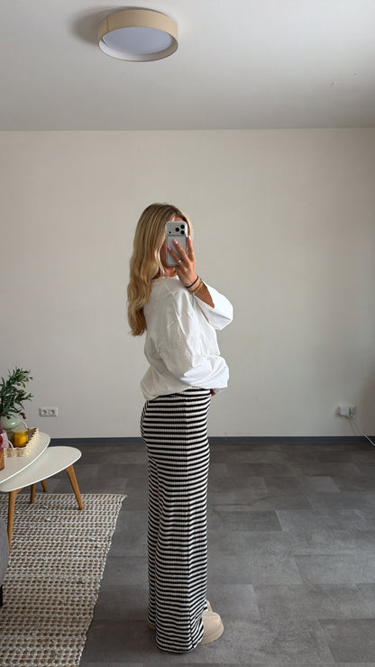 STRIPE KNIT PANTS BLACK VANILLA