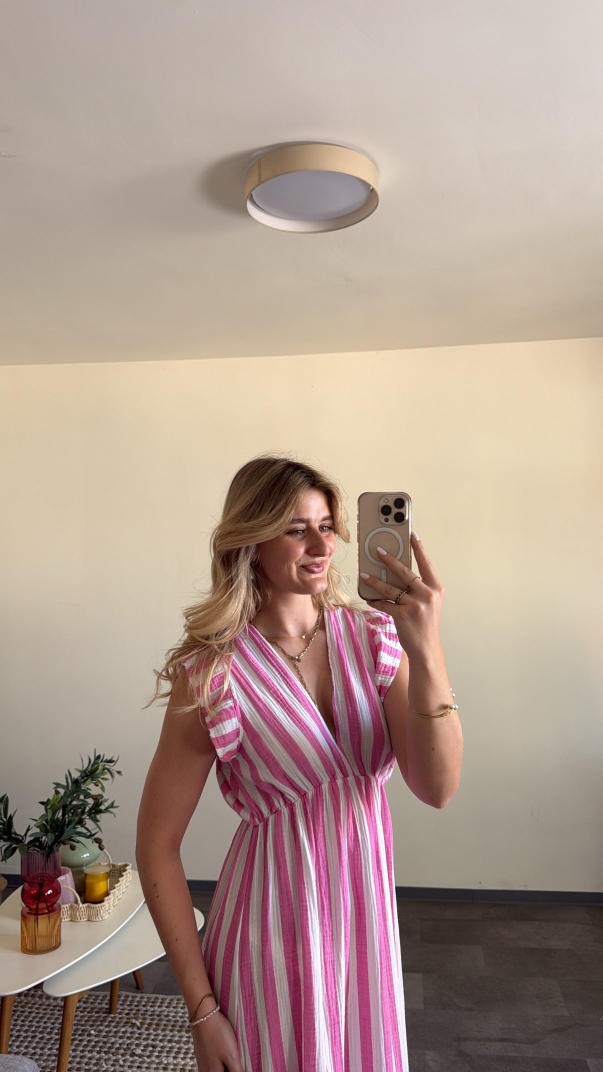 STRIPED MUSSELIN MAXI DRESS