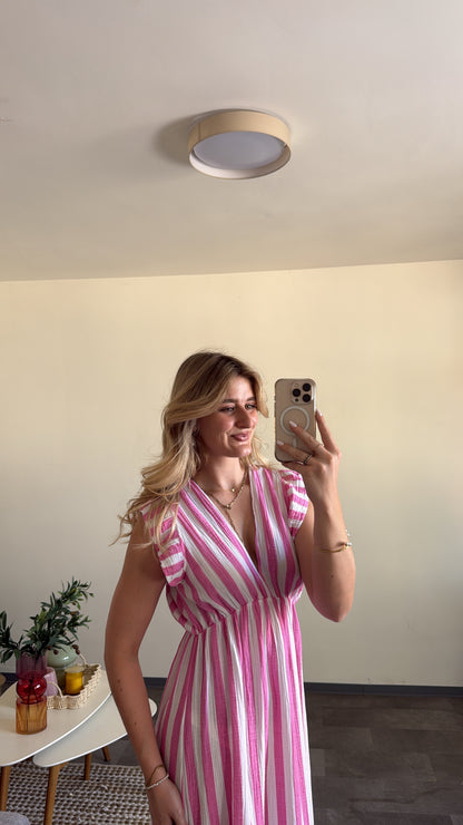 STRIPED MUSSELIN MAXI DRESS