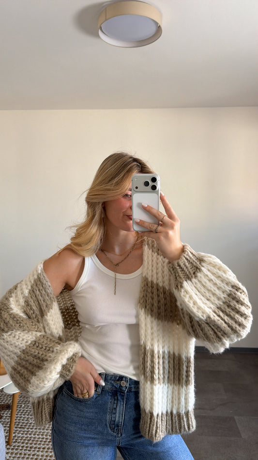 CHUNKY CARDIGAN BEIGE CREAM