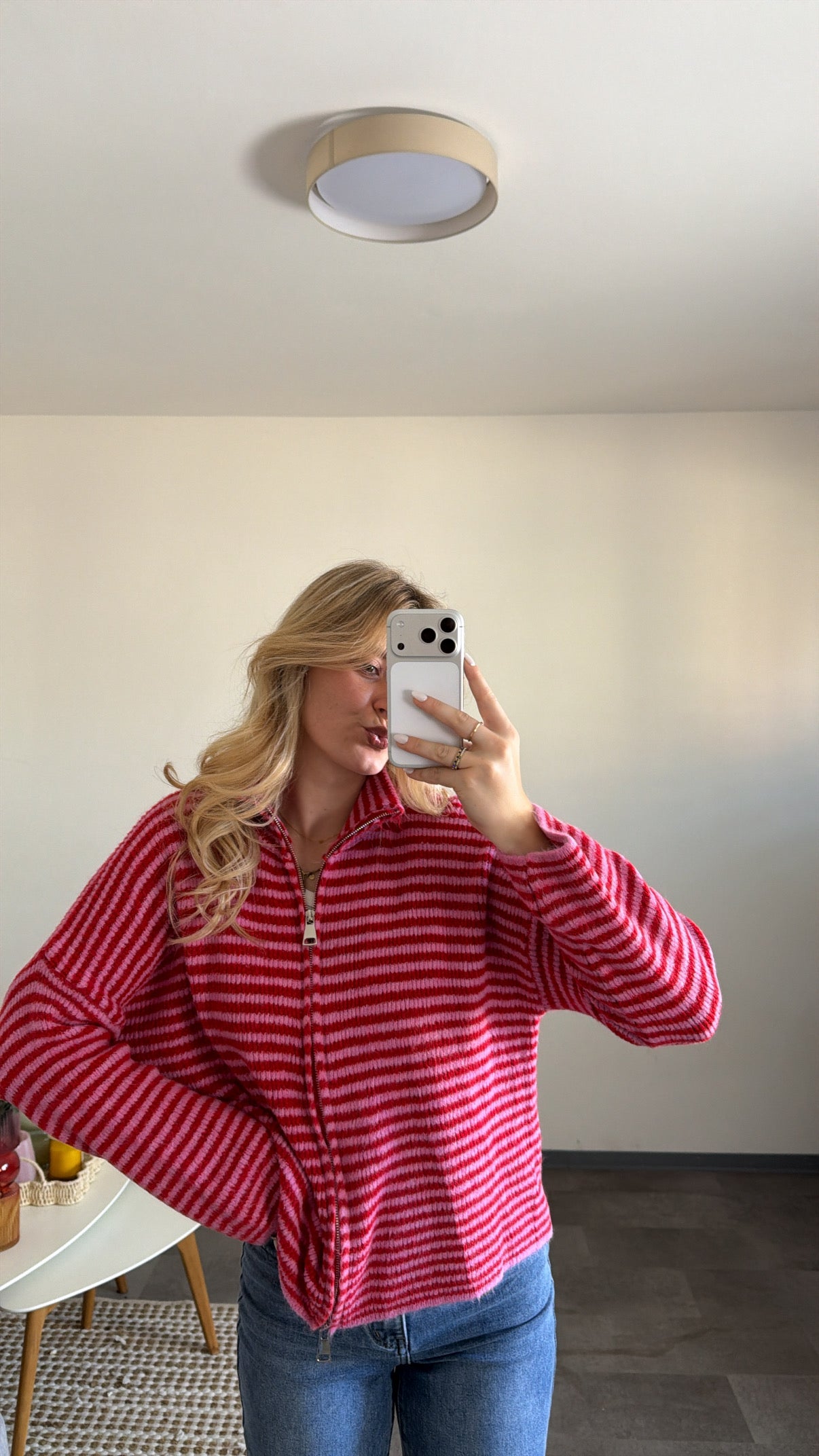 ZIP CARDIGAN BERRY
