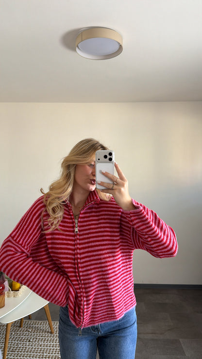ZIP CARDIGAN BERRY